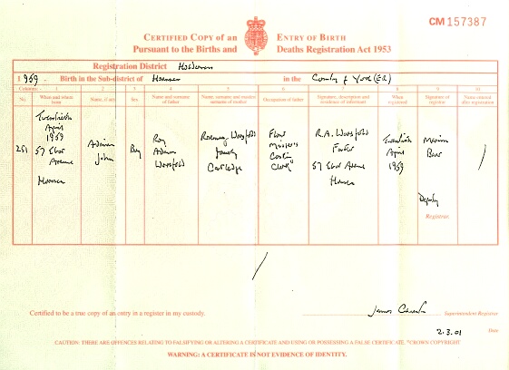 birth certificate